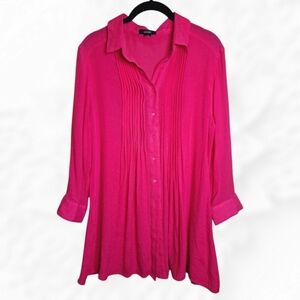 Alfani Hot Pink Pintucked Tunic Top